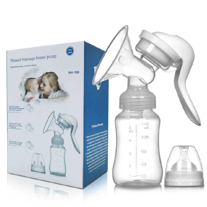 Manual Breast Pump, Adjustable Suction Silicone Hand Pump for Breastfeeding Mom Portable Manual Breast Milk Catcher Baby Feeding Pumps