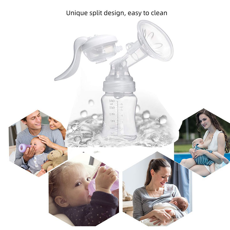 Manual Breast Pump, Adjustable Suction Silicone Hand Pump for Breastfeeding Mom Portable Manual Breast Milk Catcher Baby Feeding Pumps