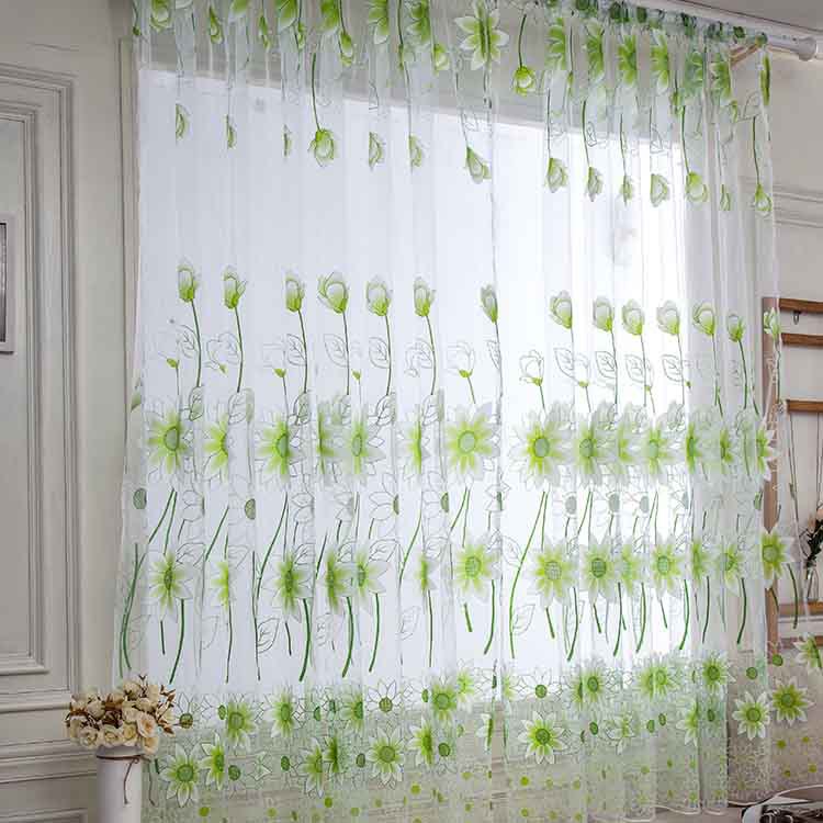 Embroidered  Sheer Curtains for Living Room Kitchen Bedroom Roman Curtains T