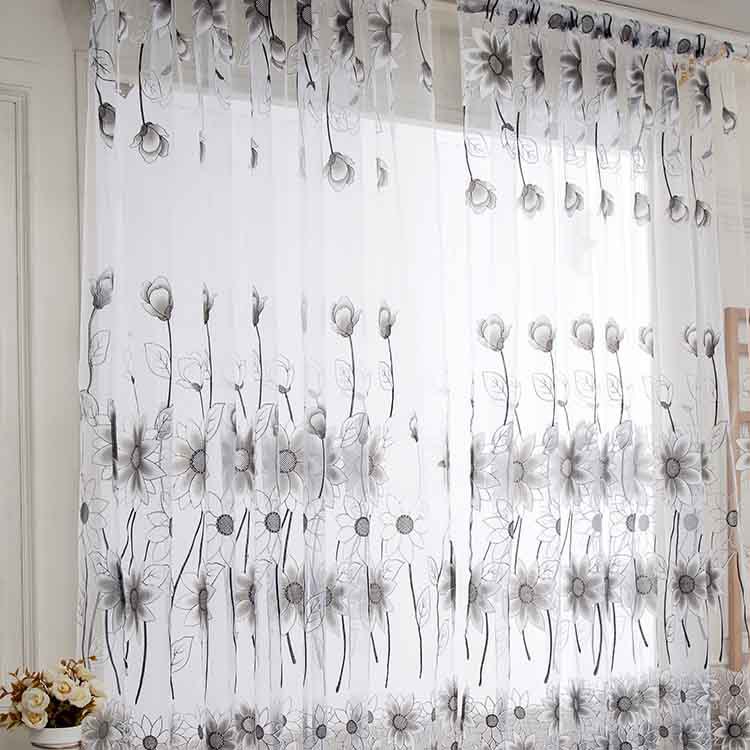 Embroidered  Sheer Curtains for Living Room Kitchen Bedroom Roman Curtains T