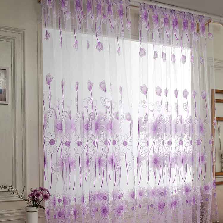 Embroidered  Sheer Curtains for Living Room Kitchen Bedroom Roman Curtains T