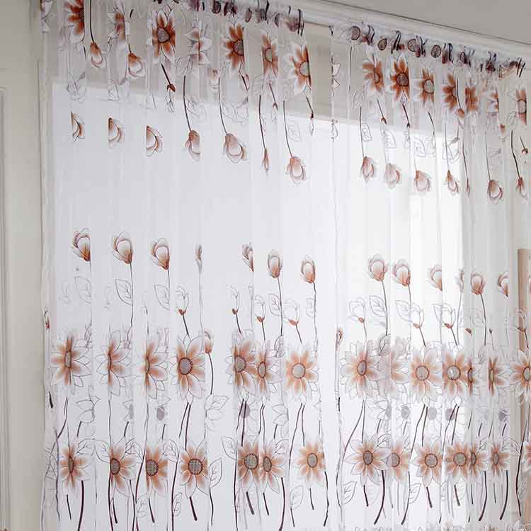 Embroidered  Sheer Curtains for Living Room Kitchen Bedroom Roman Curtains T