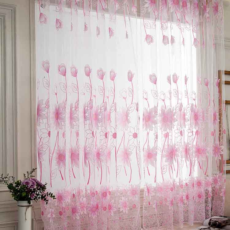 Embroidered  Sheer Curtains for Living Room Kitchen Bedroom Roman Curtains T
