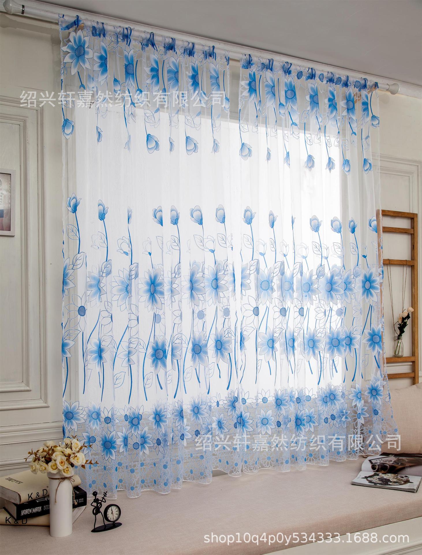 Embroidered  Sheer Curtains for Living Room Kitchen Bedroom Roman Curtains T