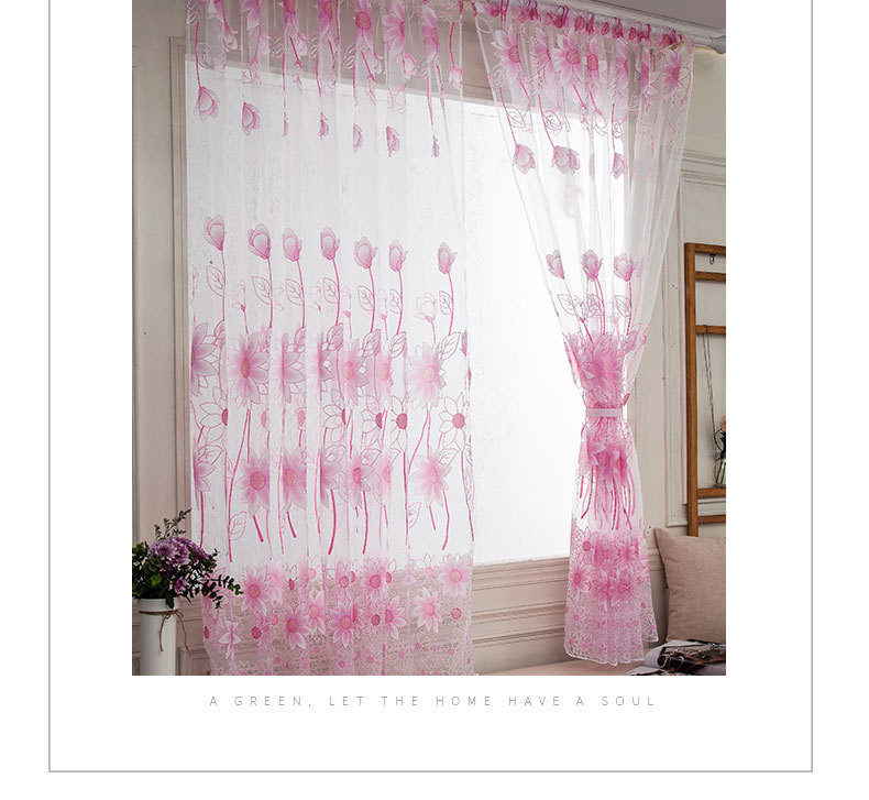 Embroidered  Sheer Curtains for Living Room Kitchen Bedroom Roman Curtains T