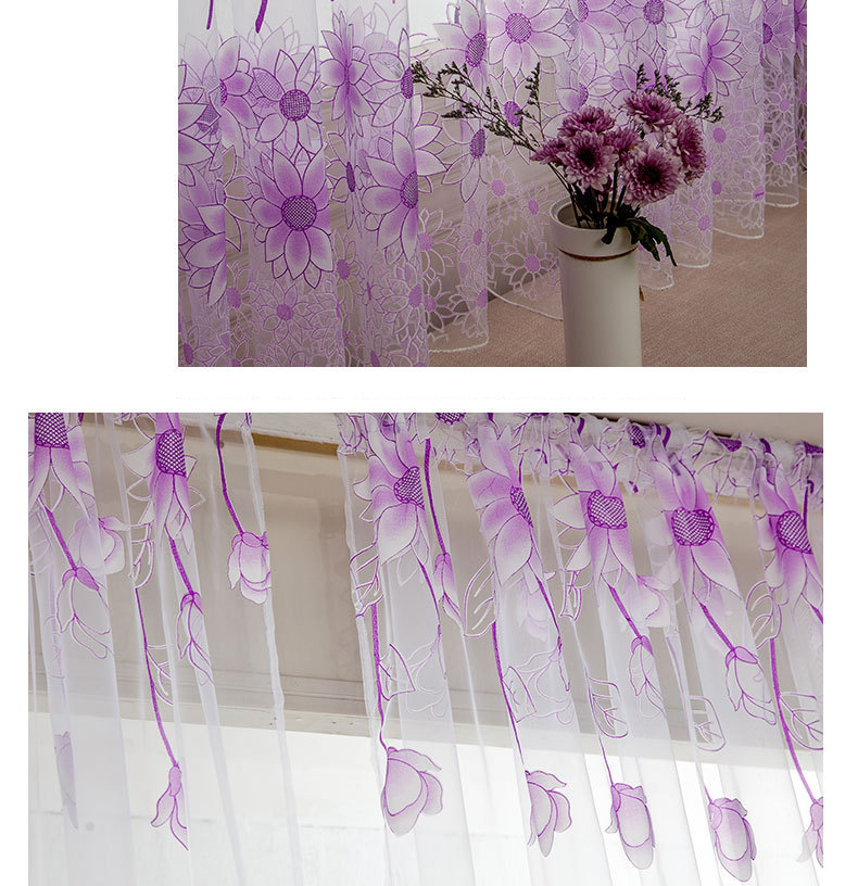 Embroidered  Sheer Curtains for Living Room Kitchen Bedroom Roman Curtains T
