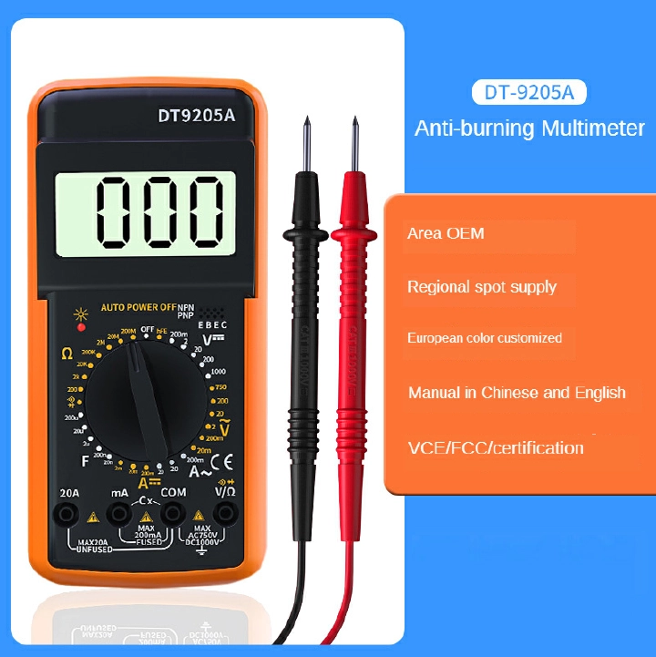 Digital Multimeter AC/DC Transistor Tester Electrical NCV  Meter Profesional Analog Auto Range A/V accessaries & Cables