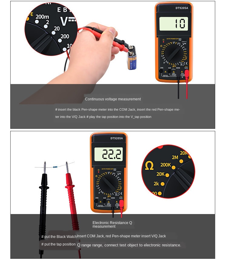 Digital Multimeter AC/DC Transistor Tester Electrical NCV  Meter Profesional Analog Auto Range A/V accessaries & Cables