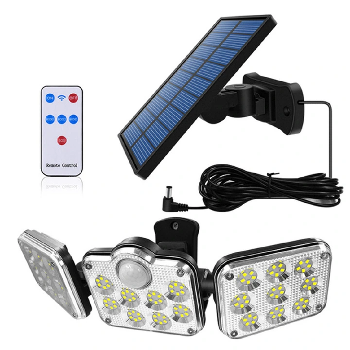 138 LED Solar Lights Outdoor  Motion Sensor Lights; 3 Adjustable Heads, 270°Wide Angle Illumination, IP65 Waterproof