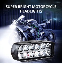 Universal Motorcycle Electric vehicle 16LED Headlight Rider Super Wide Headlamps Spotlight Black 16LED