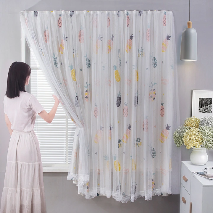2pcs Punch-free Velcro Blackout Curtain Double Layer For Living Room Bedroom Window Curtains Protective for Windows,Bedroom Blackout Curtains