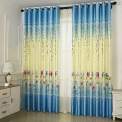 1pcs Blackout Curtains for Bedroom - Grommet Thermal Insulated Room Darkening Curtains for Living Room Blue 150*200cm