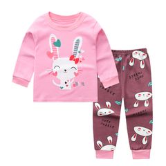 Fashion Infant Baby Girls Clothes Sets Boys Girls Clothes Children's Long Sleeve Pants Set 90cm Pink