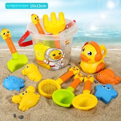 14Pcs Kids Beach Toys - Toddler Sand Toys Sandbox Toys with Beach Bucket Shovel Set, Sieve,Animal Molds, Mesh Bag, Sand Castle Toys Travel Beach Toys for Kids as picture