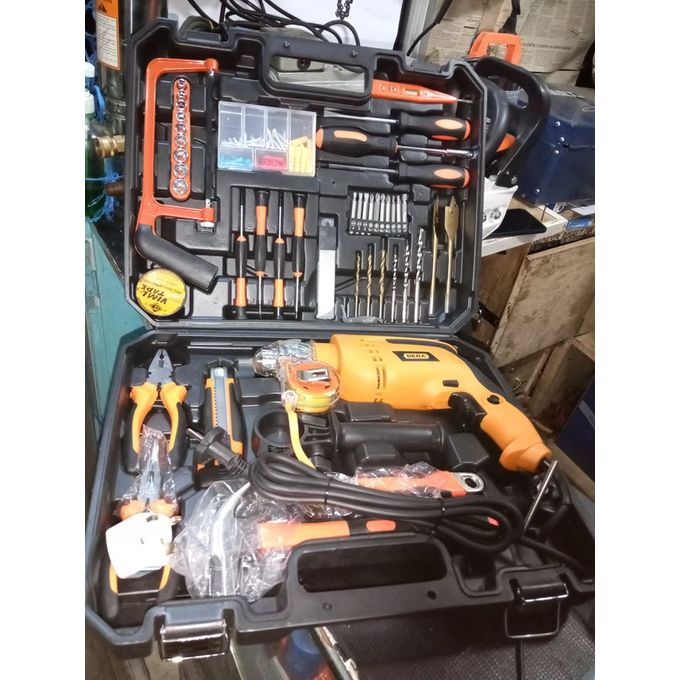 COMPLETE 117PIECES TOOLKIT WITH 750WATTS DRILL WITH HACKSAW,BITS,SPANNERS ETC