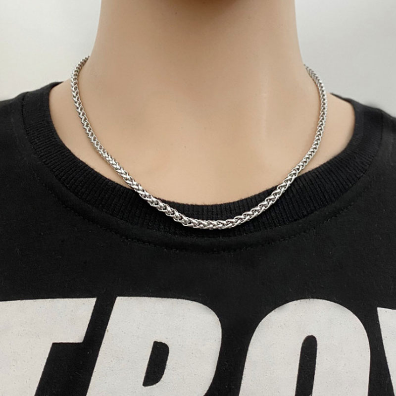 European and American hip-hop trend couple male and female personality titanium steel bungee chain