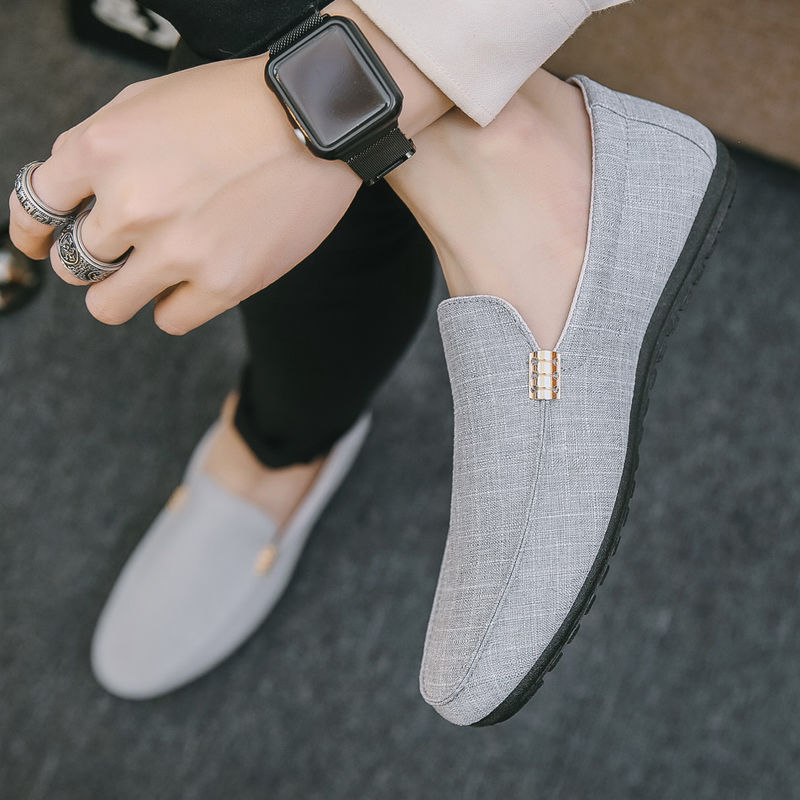 ASSKLO Bean shoes men&apos;s casual shoes lazy shoes with breathable trend men&apos;s shoes.