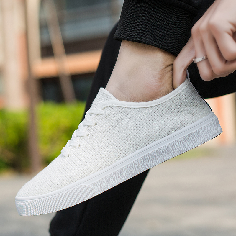 ASSKLO Men's shoes casual canvas shoes male student board shoes Korean version breathable small white shoes fashion running shoes men's linen