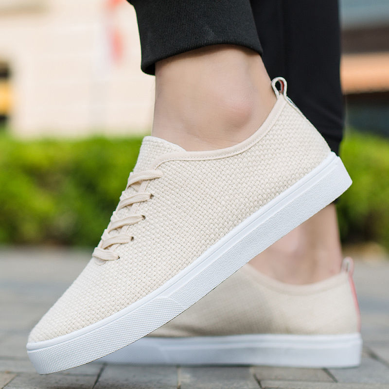 ASSKLO Men's shoes casual canvas shoes male student board shoes Korean version breathable small white shoes fashion running shoes men's linen
