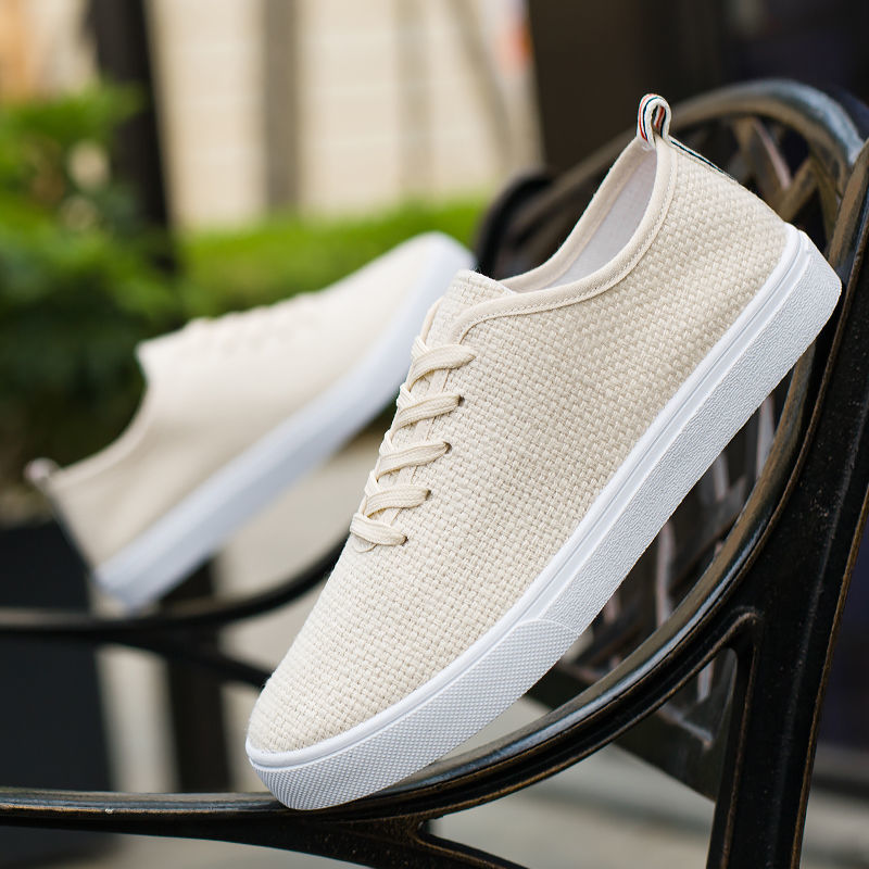 ASSKLO Men's shoes casual canvas shoes male student board shoes Korean version breathable small white shoes fashion running shoes men's linen