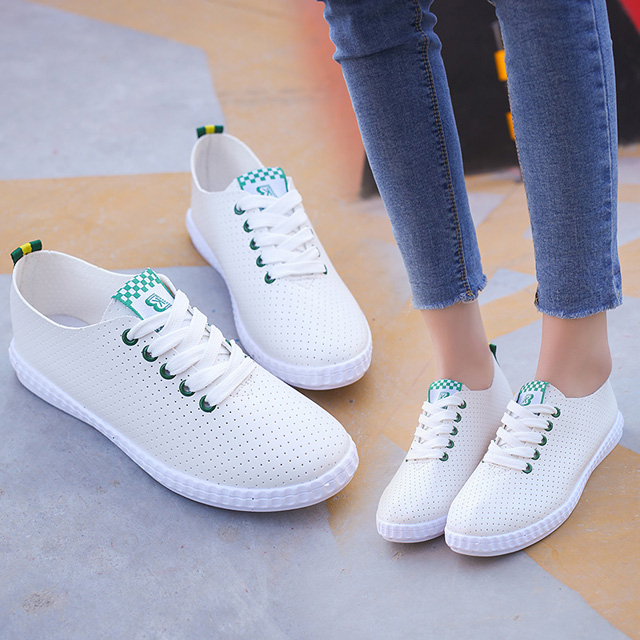 ASSKLO New Women's Shoes Large Size Small White Shoes Flats Casual Shoes Women Sneakers Version Lace-up Soft Leather Shoes Ladies Shoes Girls School Outdoor student Shoes Fashion Round Toe Comfort
