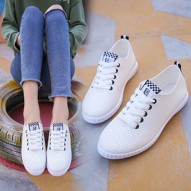 ASSKLO New Women's Shoes Large Size Small White Shoes Flats Casual Shoes Women Sneakers Version Lace-up Soft Leather Shoes Ladies Shoes Girls School Outdoor student Shoes Fashion Round Toe Comfort