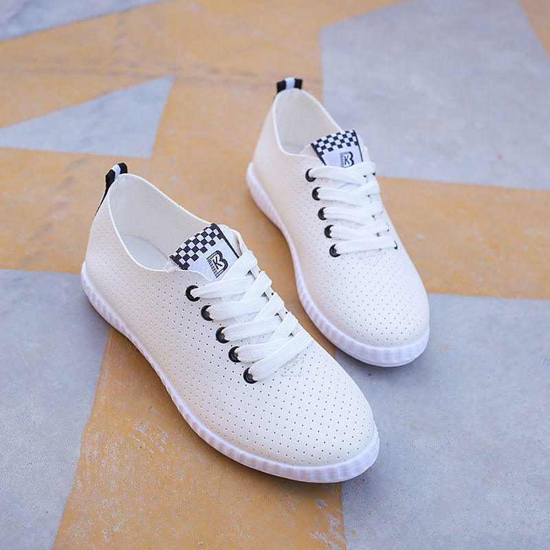 ASSKLO New Women's Shoes Large Size Small White Shoes Flats Casual Shoes Women Sneakers Version Lace-up Soft Leather Shoes Ladies Shoes Girls School Outdoor student Shoes Fashion Round Toe Comfort