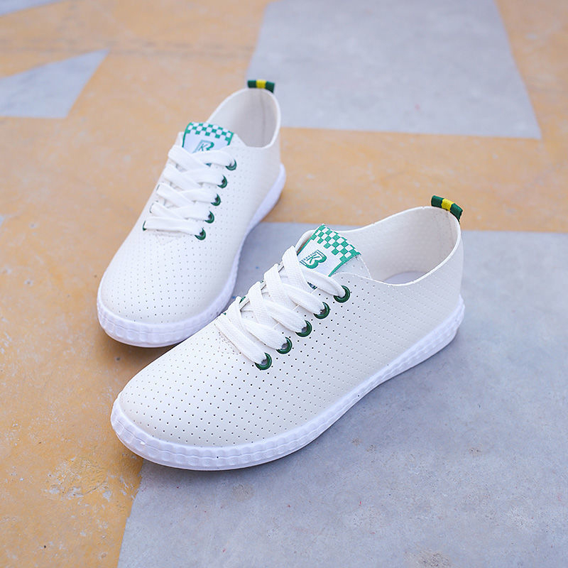 ASSKLO New Women's Shoes Large Size Small White Shoes Flats Casual Shoes Women Sneakers Version Lace-up Soft Leather Shoes Ladies Shoes Girls School Outdoor student Shoes Fashion Round Toe Comfort
