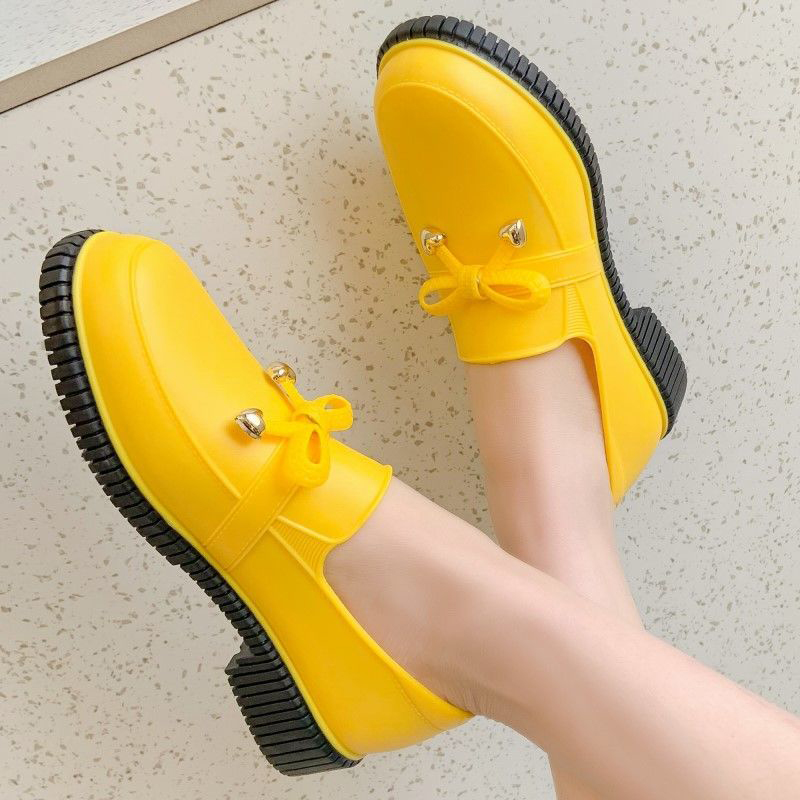 ASSKLO Ladies fashion low-top work shoes youth comfortable soft non-slip waterproof lightweight wear-resistant rubber sole shoes