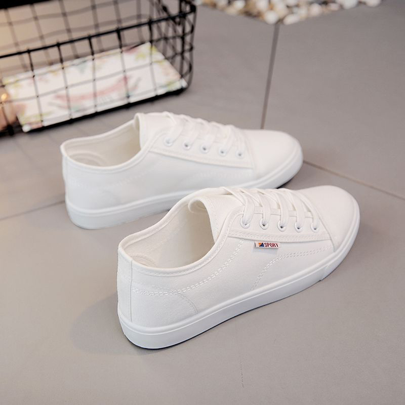 ASSKLO Literature and art fresh canvas shoes women's flat casual women's shoes Korean version of the versatile little white shoes student cloth shoes board shoes small black shoes