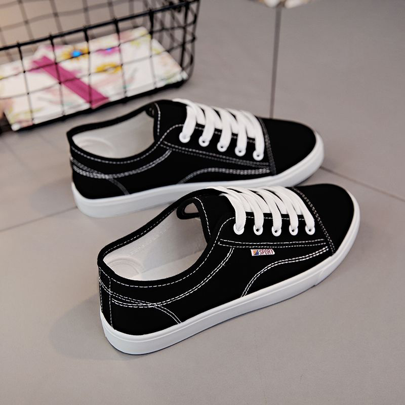 ASSKLO Literature and art fresh canvas shoes women's flat casual women's shoes Korean version of the versatile little white shoes student cloth shoes board shoes small black shoes