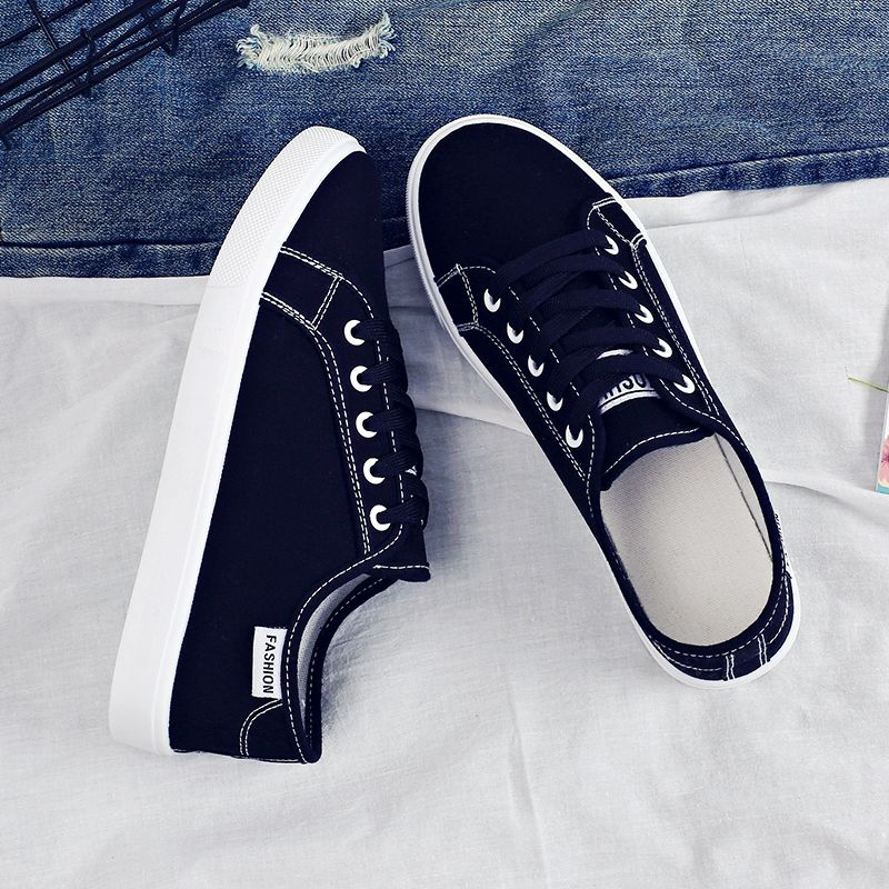 ASSKLO Literature and art fresh canvas shoes women's flat casual women's shoes Korean version of the versatile little white shoes student cloth shoes board shoes small black shoes
