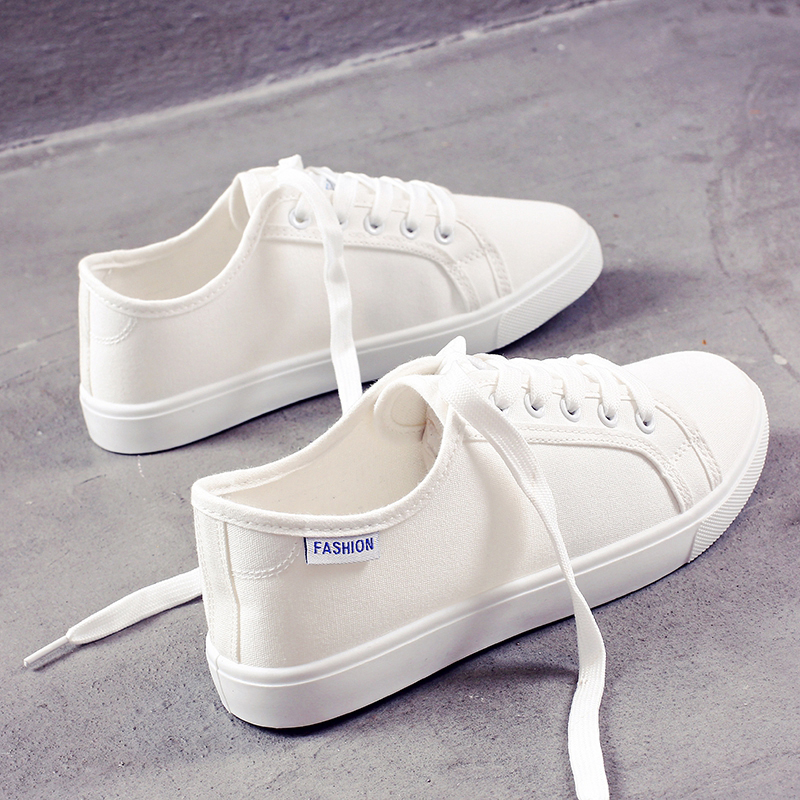 ASSKLO Literature and art fresh canvas shoes women's flat casual women's shoes Korean version of the versatile little white shoes student cloth shoes board shoes small black shoes