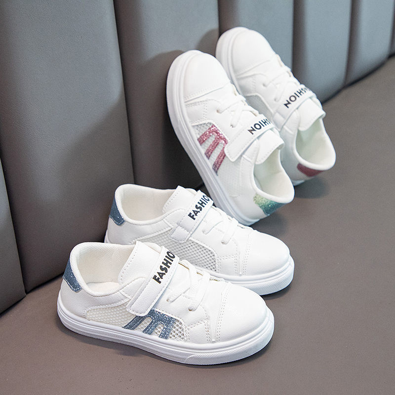 ASSKLO Boys and girls net shoes 2025 new fashion big kids hollow student board shoes children's breathable mesh small white shoes