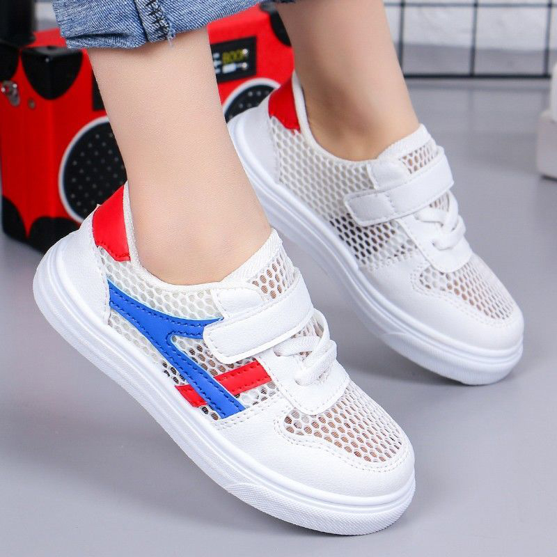ASSKLO Boys and girls net shoes 2025 new fashion big kids hollow student board shoes children's breathable mesh small white shoes
