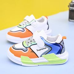 Children shoes kids shoes  boys shoes girls shoes  breathable waterproof leather rubber soled sneakers single shoe board shoes low top medium and large children's sneakers orange 27