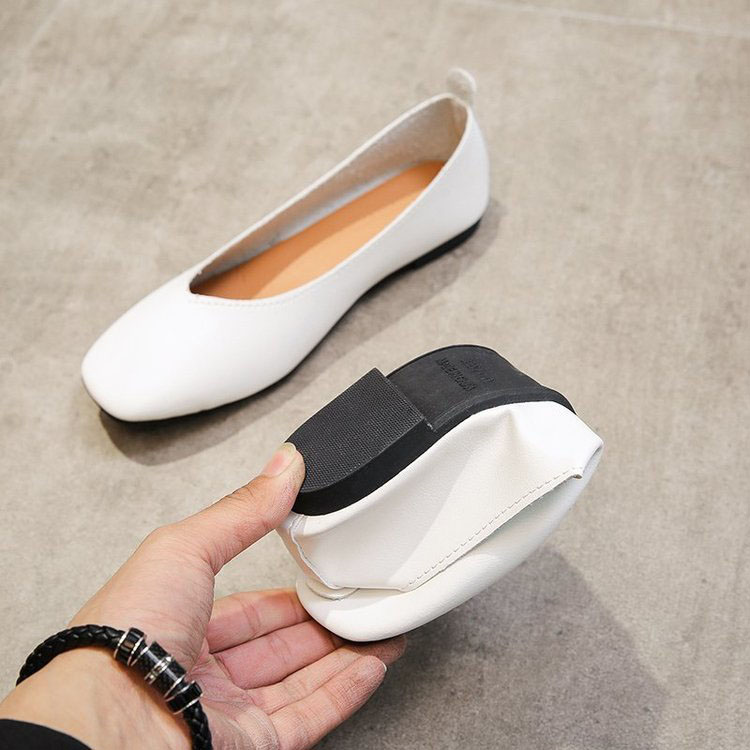 ASSKLO Women's flats leather shoes new walking casual PU leather soft leather women's retro flat shoes square toe shallow beanie shoes lazy shoes soft and comfortable