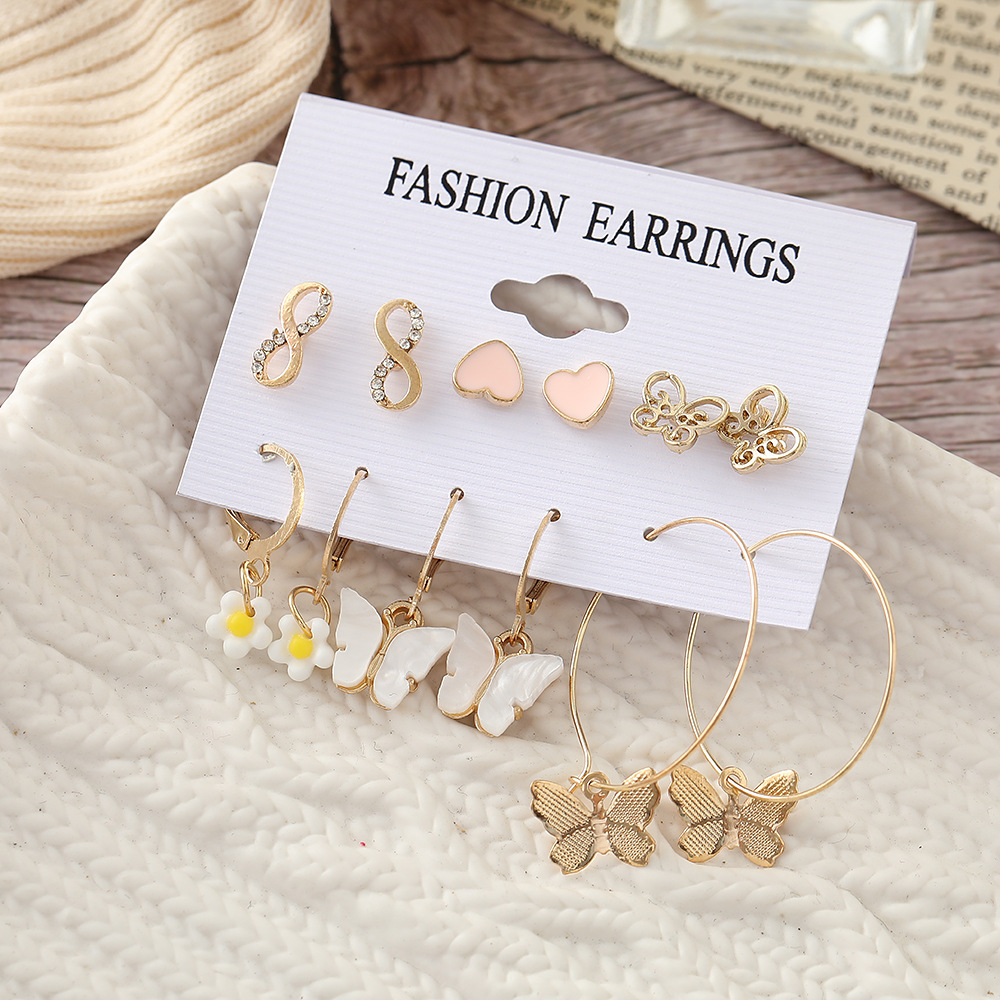 New Arrivals Earring set 2024 fashion jewelry pearl creative minimalist geometric alloy earrings hoop earrings Valentine's Day girlfriend gift for women