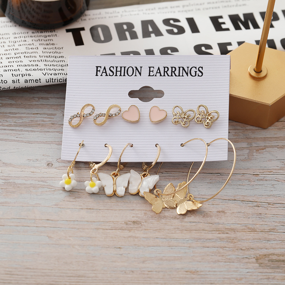 New Arrivals Earring set 2024 fashion jewelry pearl creative minimalist geometric alloy earrings hoop earrings Valentine's Day girlfriend gift for women