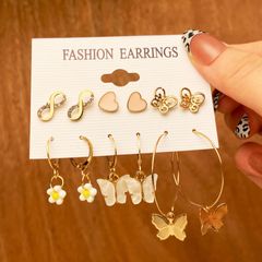 New Arrivals Earring set 2022 fashion jewelry pearl creative minimalist geometric alloy earrings hoop earrings Valentine's Day girlfriend gift for women Suit3 normal