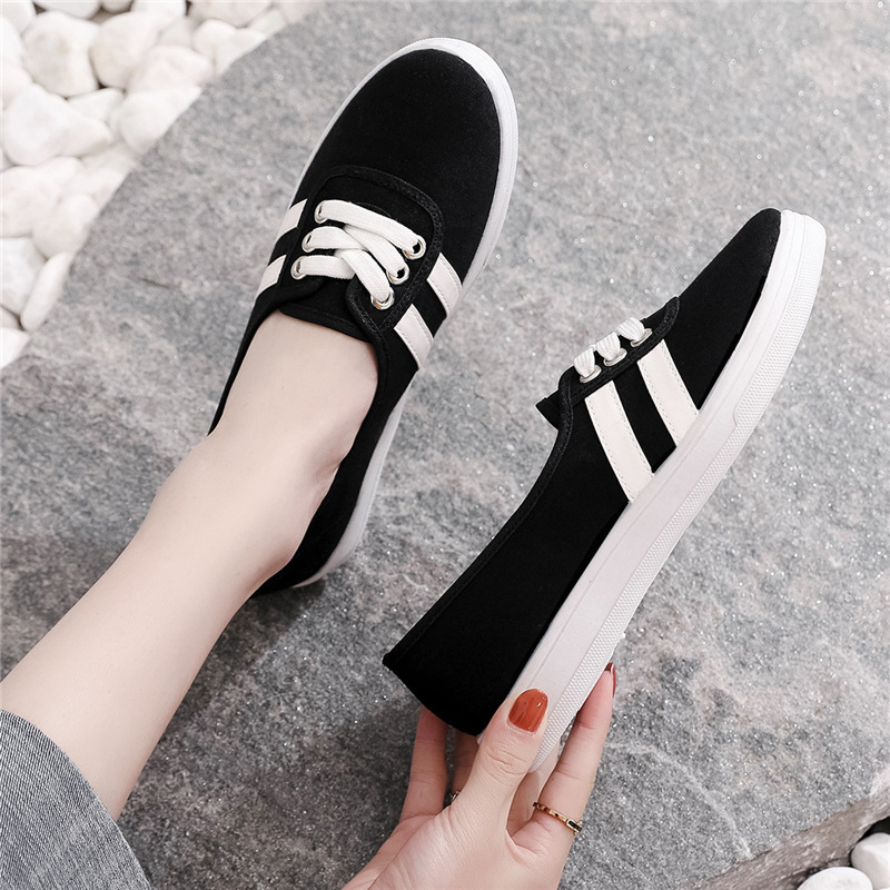 ASSKLO New canvas shoes women's small white cloth shoes board shoes low-top trendy women's flats shoes Versatile