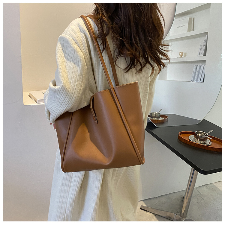 New arrival 2Pcs/set Large Bag Women PU Handbags Fashion Lady Business big Capacity Texture Leather Retro Shoulder Bags Casual Versatile Commuting Tote Bag Vintage Composite Handbag school bags Purse