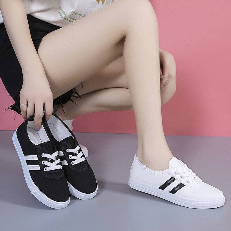 ASSKLO New canvas shoes women's small white cloth shoes board shoes low-top trendy women's flats shoes Versatile