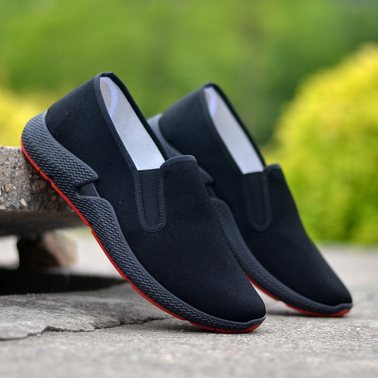 Men's fashion loafers anti-slip cloth flats shoes comfortable men's cloth shoes casual men's black work shoes student flat sneakers breathable cloth shoes driving shoes walking shoes sneakers Black,EU44