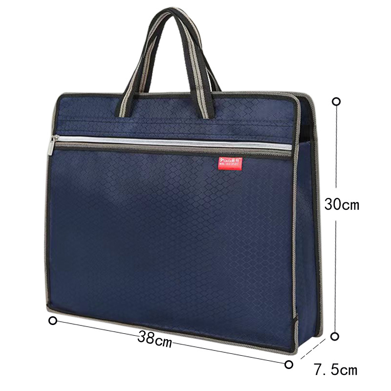 Large capacity conference bag, file bag, office handbag, work portable file bag, canvas waterproof information bag, conference bag, Oxford cloth handbag, double layer zipper