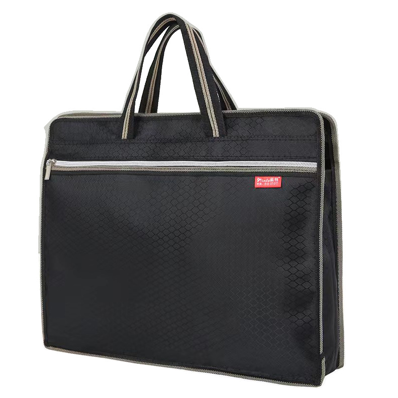 Large capacity conference bag, file bag, office handbag, work portable file bag, canvas waterproof information bag, conference bag, Oxford cloth handbag, double layer zipper