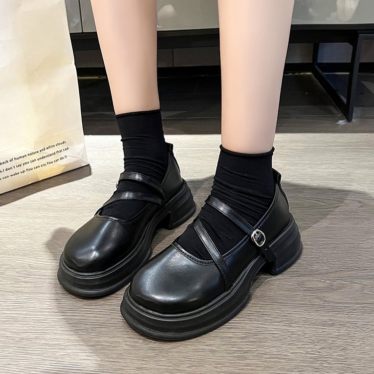 ASSKLO French vintage small leather shoes women's 2025 spring and autumn shallow collegiate style single shoes JK with skirt block heel Mary Jane shoes