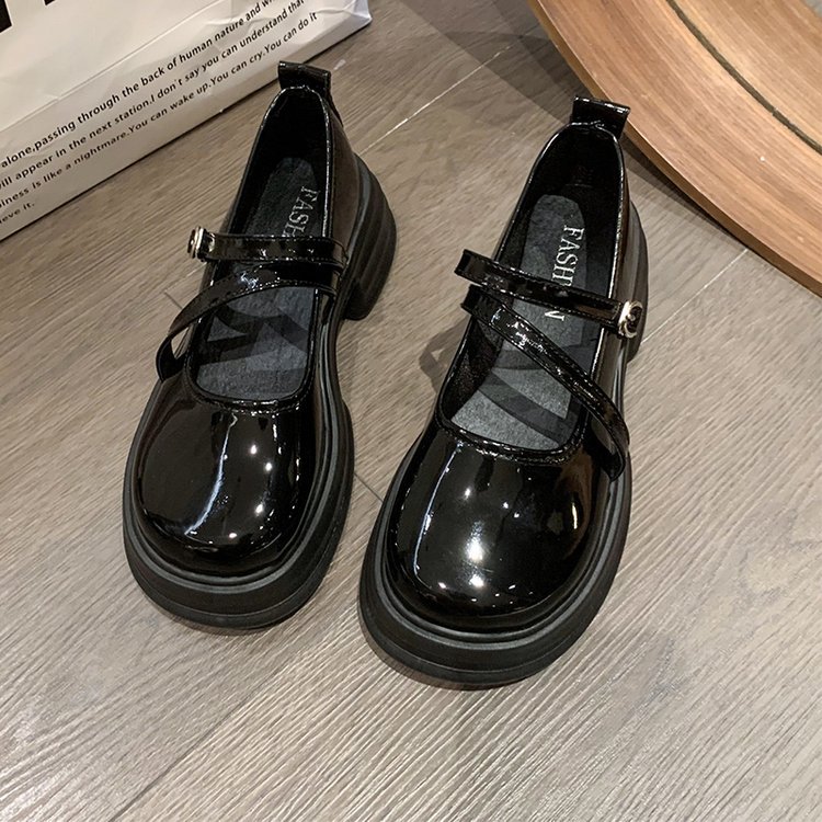 ASSKLO French vintage small leather shoes women's 2025 spring and autumn shallow collegiate style single shoes JK with skirt block heel Mary Jane shoes