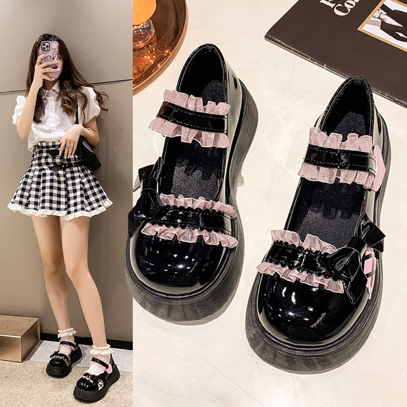 ASSKLO Mary Jane small leather shoes woman spring and autumn 2025 new style preppy style platform lace big head Lolita women's single shoes