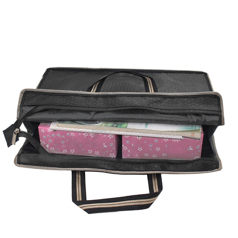 Large capacity conference bag, file bag, office handbag, work portable file bag, canvas waterproof information bag, conference bag, Oxford cloth handbag, double layer zipper